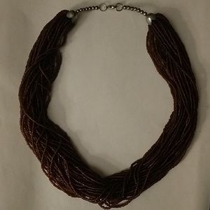 Brown bead twisted multi strand necklace